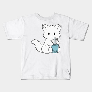 Bubble Tea White Fox Kids T-Shirt